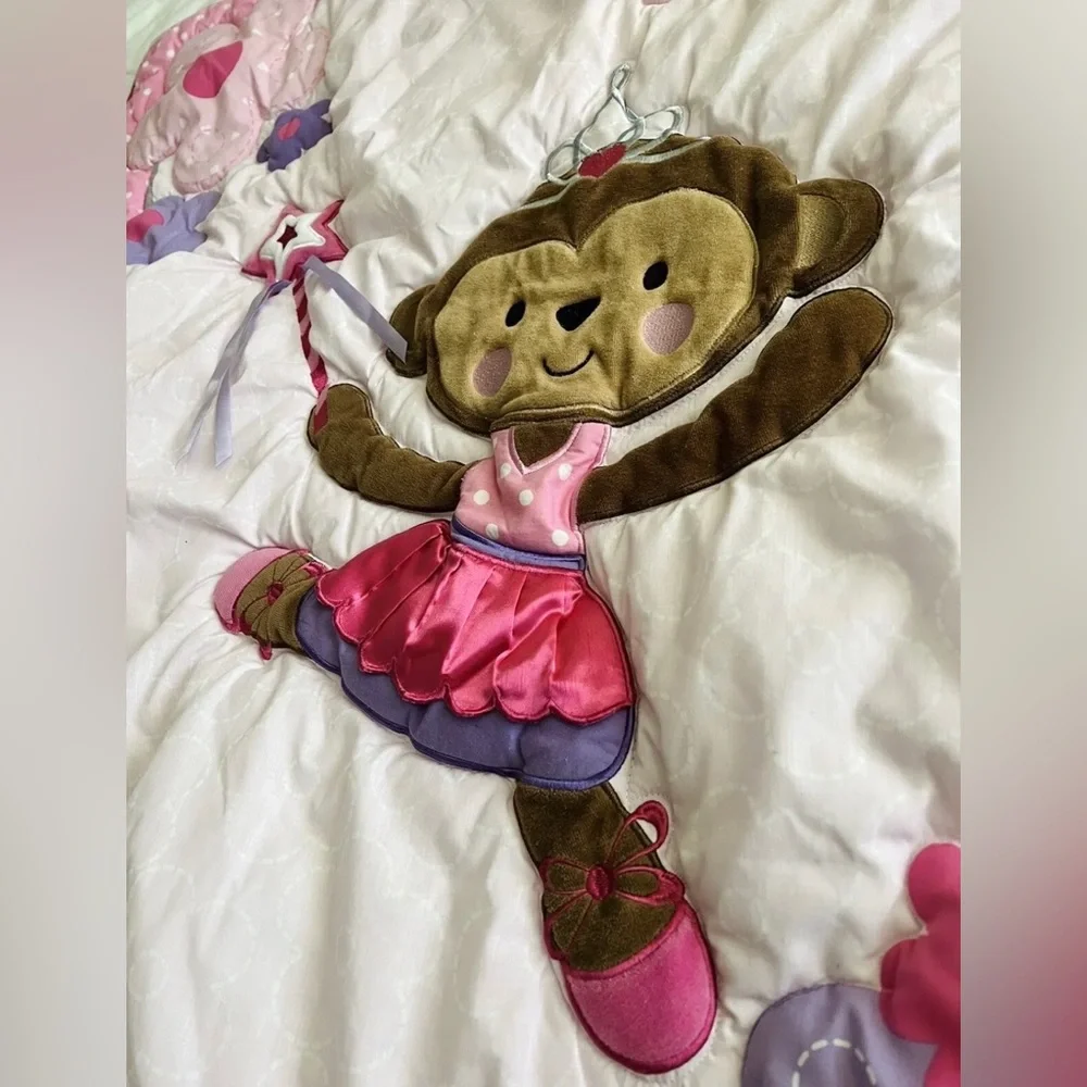 Carter's Child of Mine Ballerina Princess Monkey Comforter Blanket Pink White